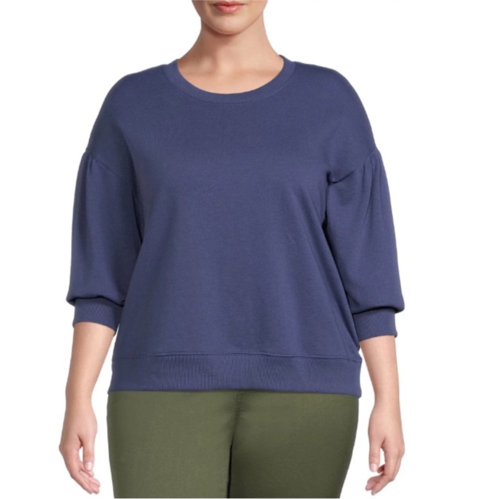 Terra & Sky Blue Drop Sleeve Puff Sweatshirt Size OX 14W New with tags